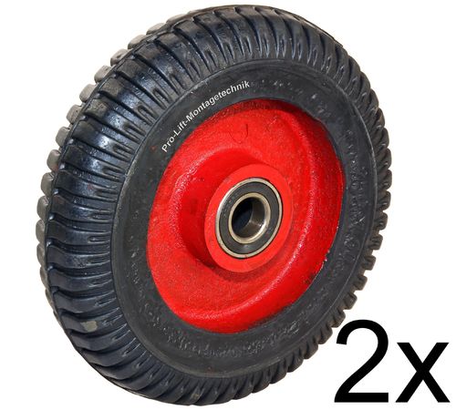 2 Stück: je 350kg Schwerlastlenkrollen, Ø200mm, rot/schwarz, 00219