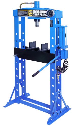 20t Werkstattpresse, Manuell + Pneumatisch, Rahmen verschweißt, blau, T20022, 01842