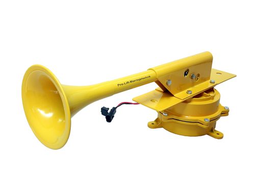 24V Drucklufthorn, 1-Klang, mit integriertem Kompressor, L=560mm, gelb, 02100