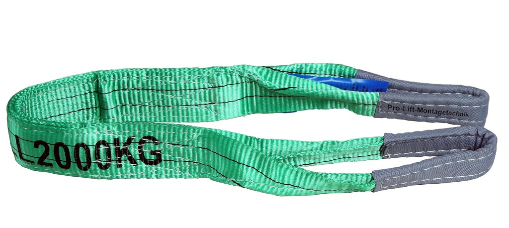 Hebeband Gurtband Rundschlinge mit Schlaufen 2000KG 2m Länge 60mm Breite grün 