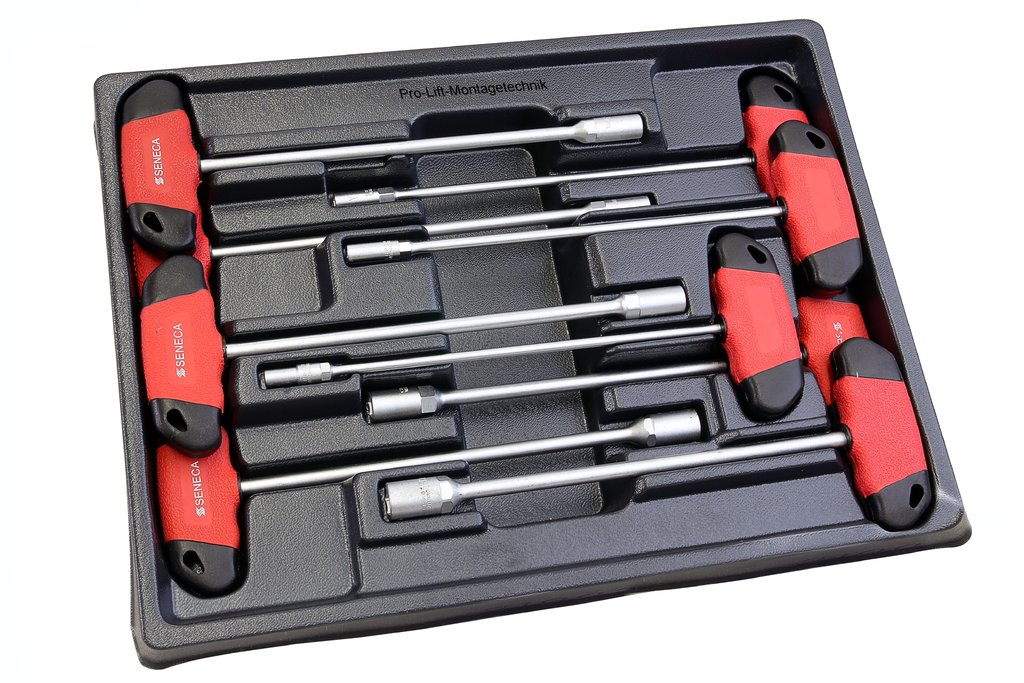 Socket wrench set, 9 pieces, T-handle, 920024, 02166 - Pro -Lift-Montagetechnik