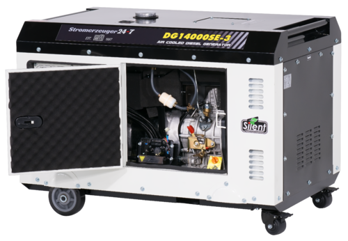 Silent Diesel Stromaggregat 14KVA 230V/400V Elektrostarter 10000W mit ATS-Box DG14000SE3, 02823