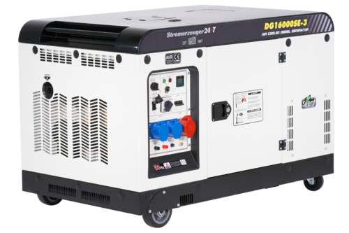 Silent Diesel Stromaggregat 15kVA 230V/400V Elektrostarter 12kW ATS Stromerzeuger DG16000SE3, 02824