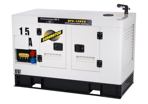 Stromerzeuger 15kVA wassergekühlt Stromaggregat 230V / 400V Super Silent AVR 02833